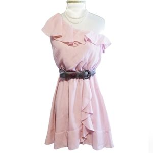 NWT Beta House Pink One Shoulder Ruffled Dress